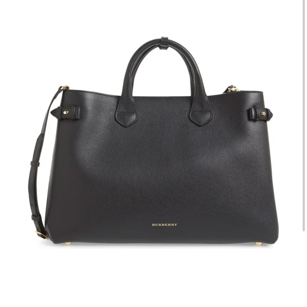 Authentic Burberry 'Large Banner' House Check Leather Tote